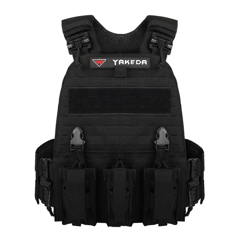 YAKEDA Outdoor Combat Chaleco Tactical Plate Carrier 500D Nylon Tactical Vest Quick Release with Triple Mag Pouch