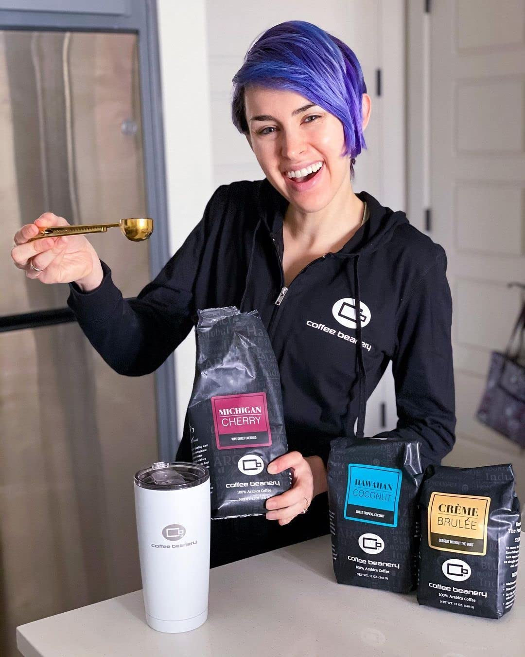 Michigan Cherry by | 12Oz Flavored Whole Bean Coffee Medium Roast Coffee | 100% Specialty Arabica Coffee Whole Bean | Gourmet Coffee Whole Beans