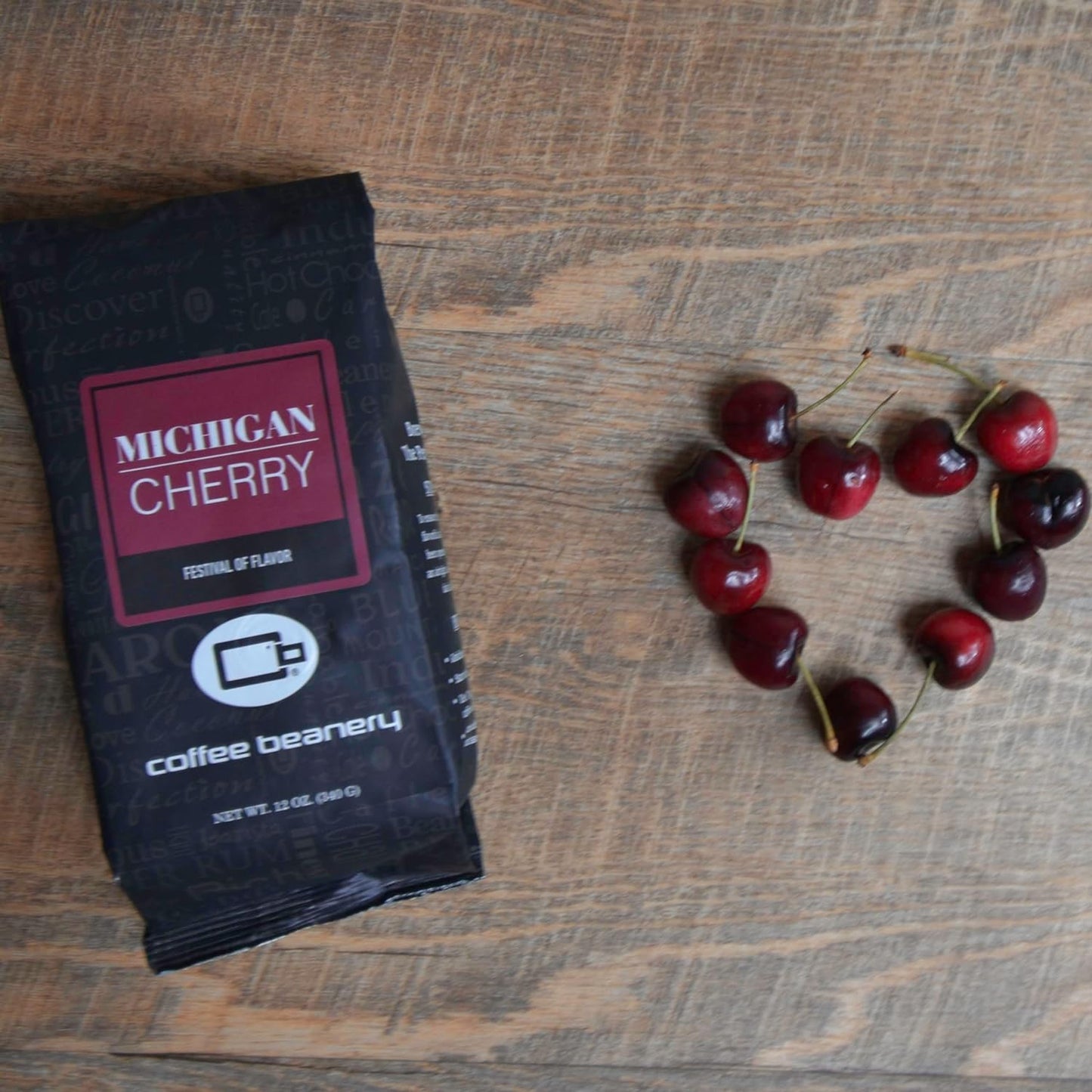Michigan Cherry by | 12Oz Flavored Whole Bean Coffee Medium Roast Coffee | 100% Specialty Arabica Coffee Whole Bean | Gourmet Coffee Whole Beans