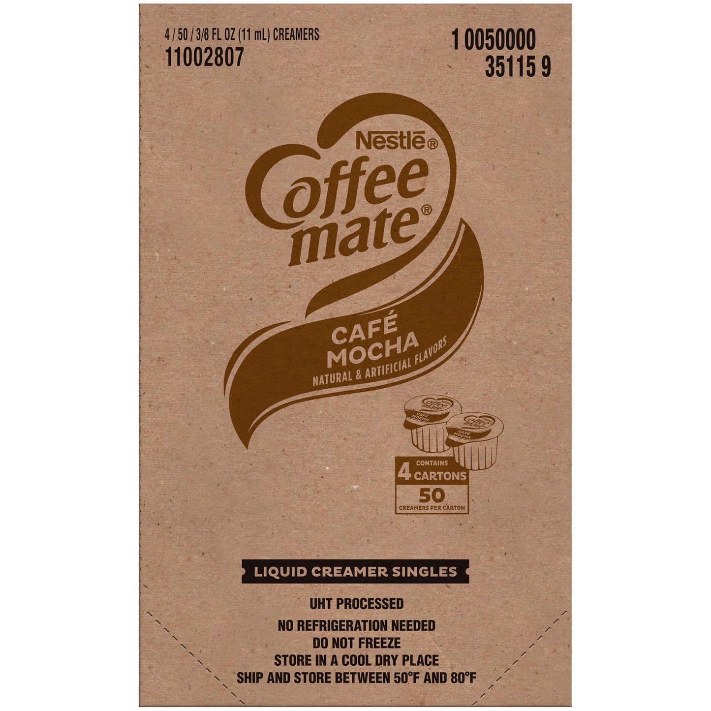 NESTLE Coffee Mate Coffee Creamer Café Mocha Flavor, Liquid Creamer Singles, 0.375 Fl. Oz., 200 Count