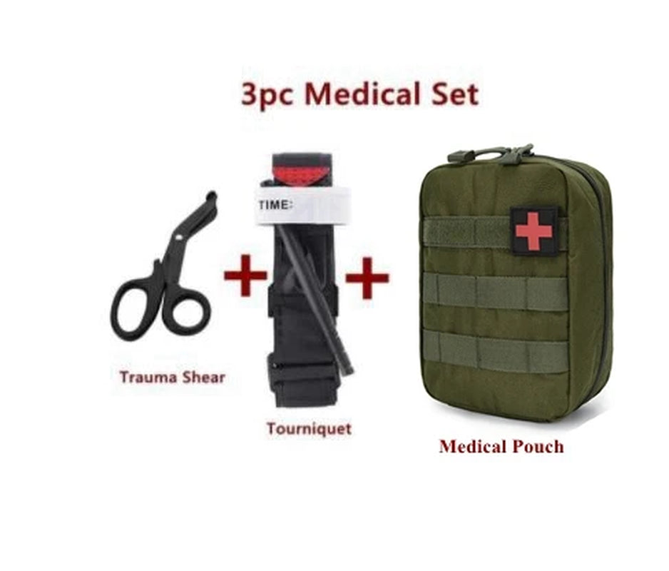 Medical Tourniquet + Rip Away IFAK Bag Combat Outdoors Emergency Medical First Aid Equipment One-Handed Tourniquet