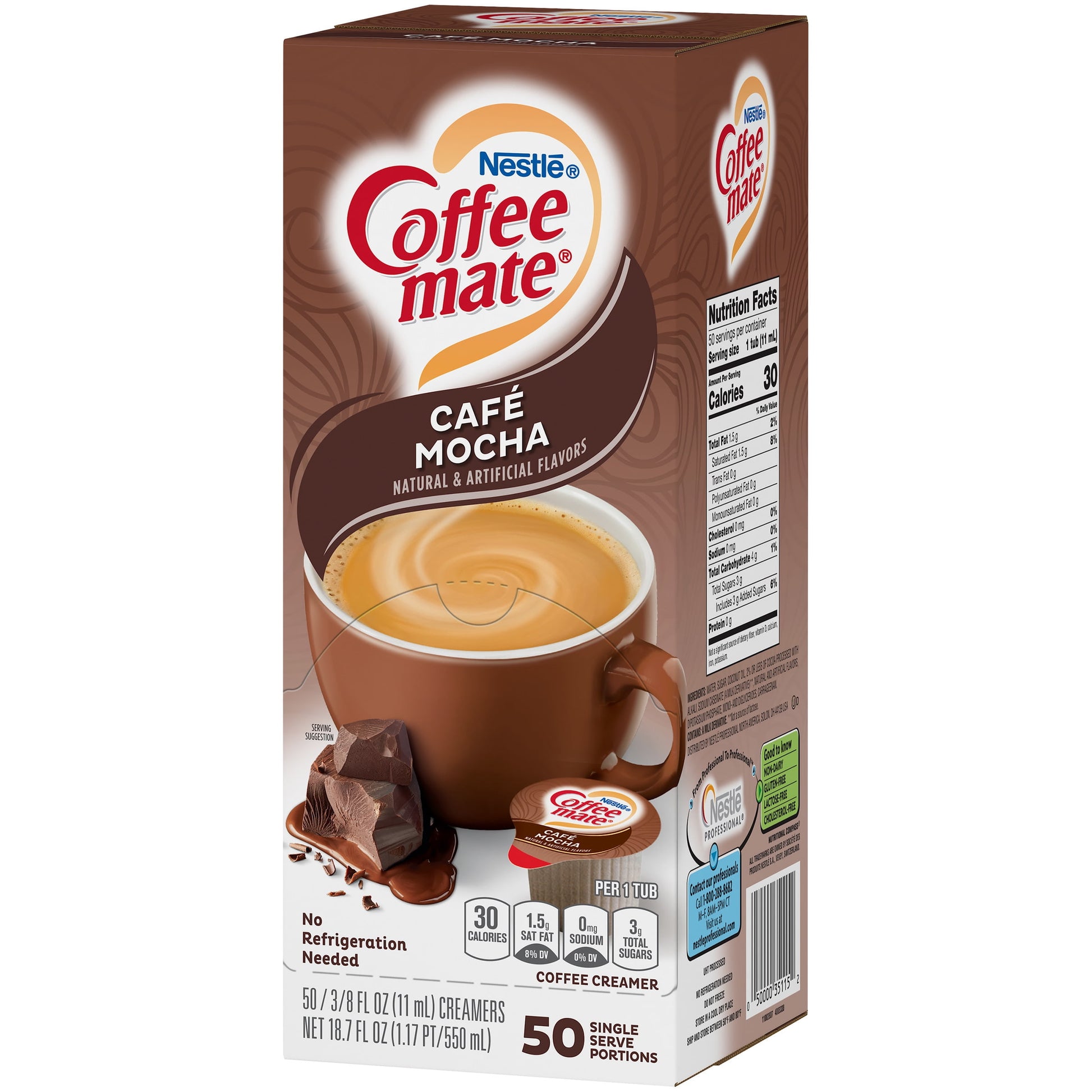 NESTLE Coffee Mate Coffee Creamer Café Mocha Flavor, Liquid Creamer Singles, 0.375 Fl. Oz., 200 Count