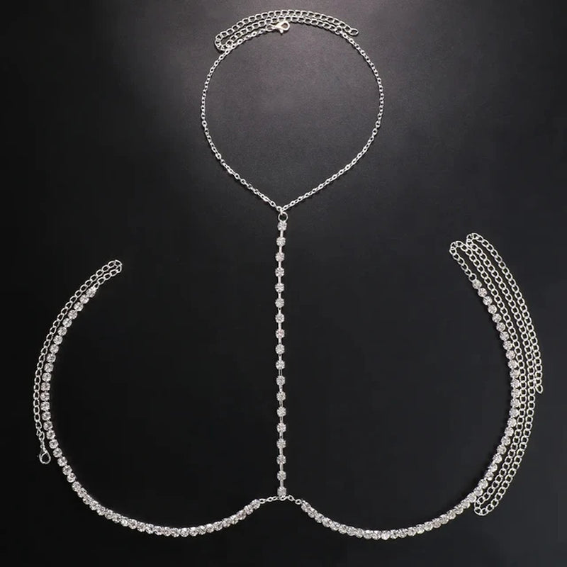 Rhinestone Chest Chain Jewellery Necklace for Women Beach Clothing Bra Fashion Sexy Bracket Swim Bikini 2023 Tops Lingerie Body