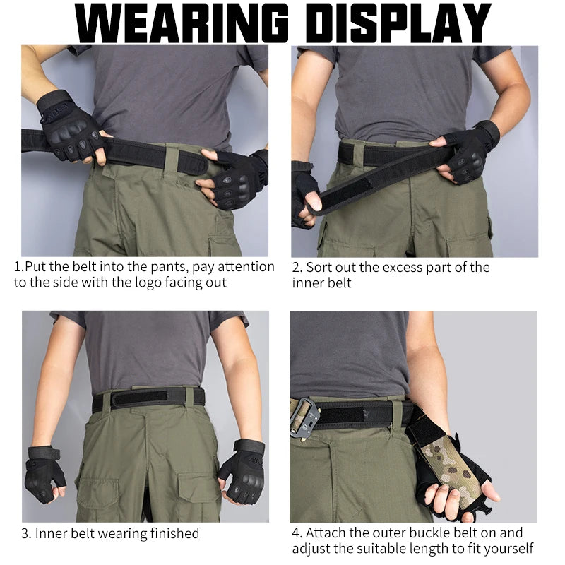 Tactical Belt Quick Release MOLLE 2 in 1 Belt Airsoft Mens Belts with Inner Belt Camo Paintball