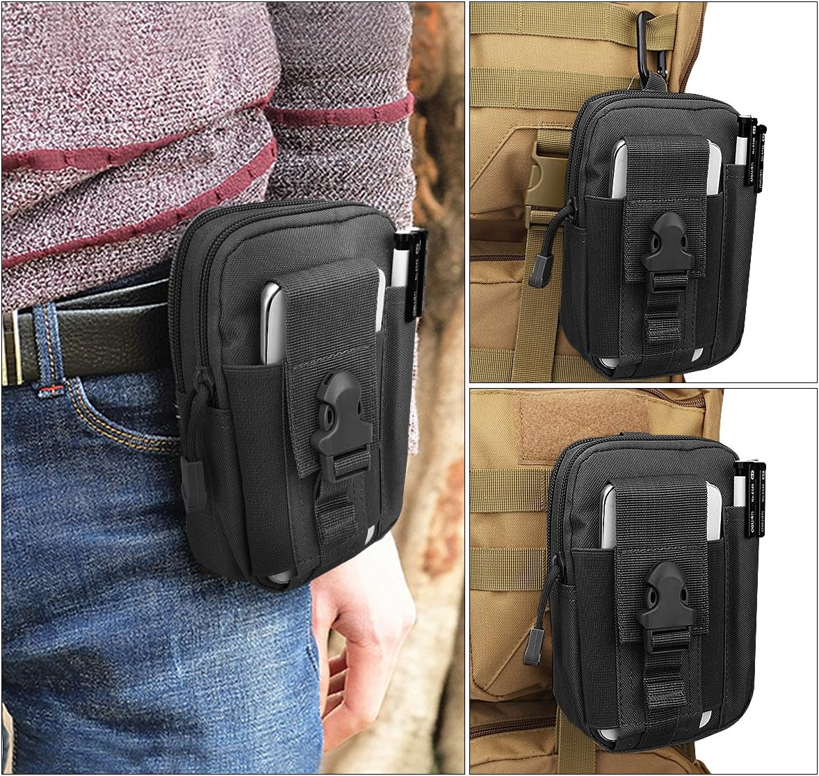 Tactical Molle Pouch Compact EDC Utility Gadget Waist Bag Pack CCW Fanny Pack with Holster