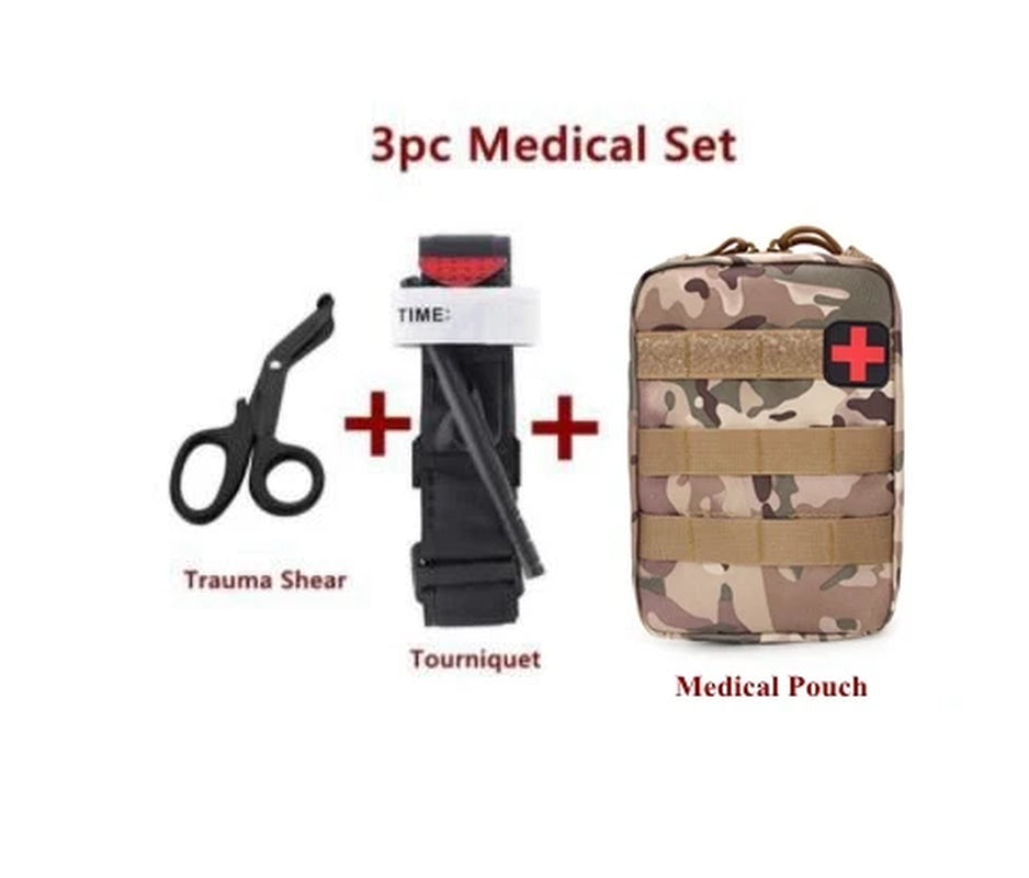 Medical Tourniquet + Rip Away IFAK Bag Combat Outdoors Emergency Medical First Aid Equipment One-Handed Tourniquet