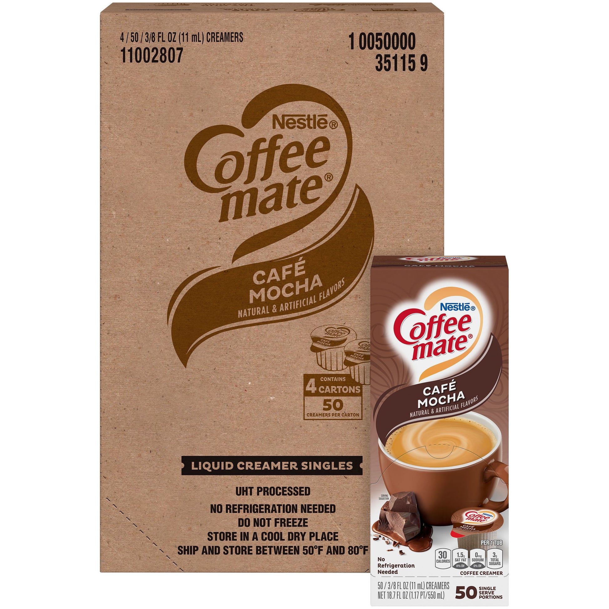 NESTLE Coffee Mate Coffee Creamer Café Mocha Flavor, Liquid Creamer Singles, 0.375 Fl. Oz., 200 Count