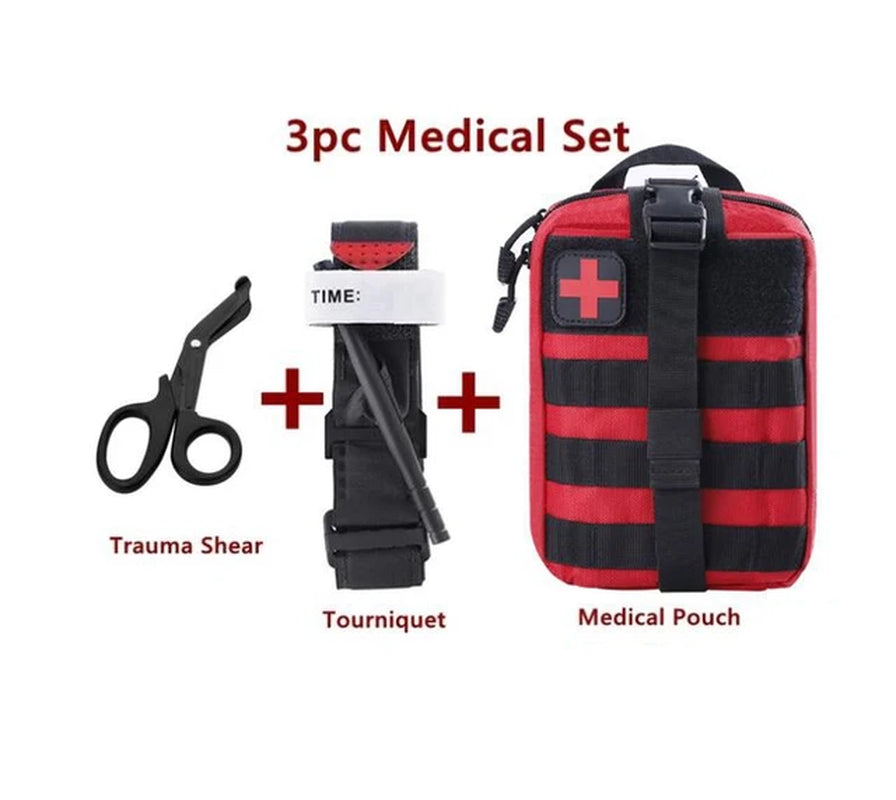 Medical Tourniquet + Rip Away IFAK Bag Combat Outdoors Emergency Medical First Aid Equipment One-Handed Tourniquet