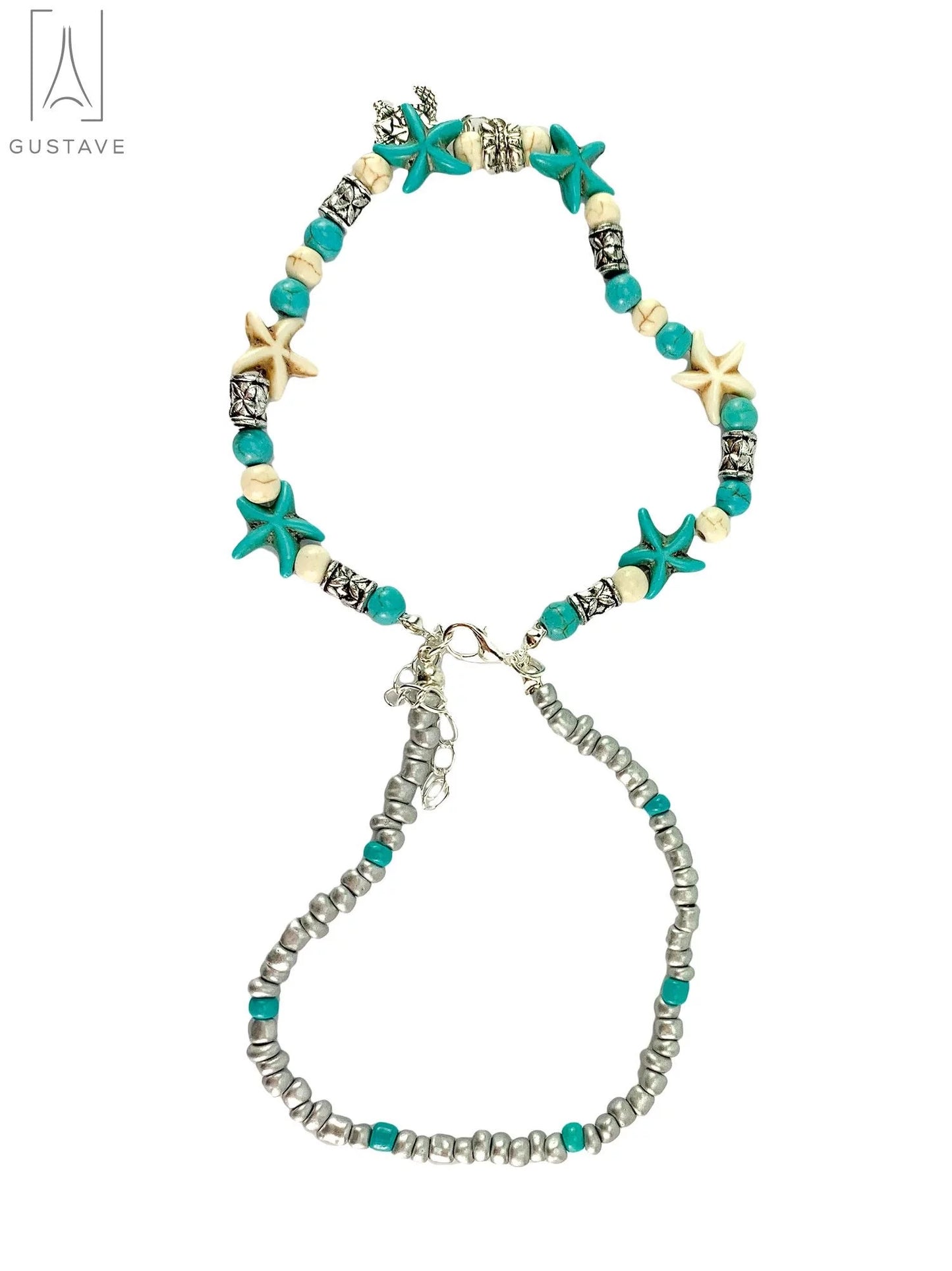 Starfish & Sea Turtle Ankle Bracelet for Women, Boho Double Layer Anklet Fashion Barefoot Sandal Beach Foot Chain Jewelry Gifts