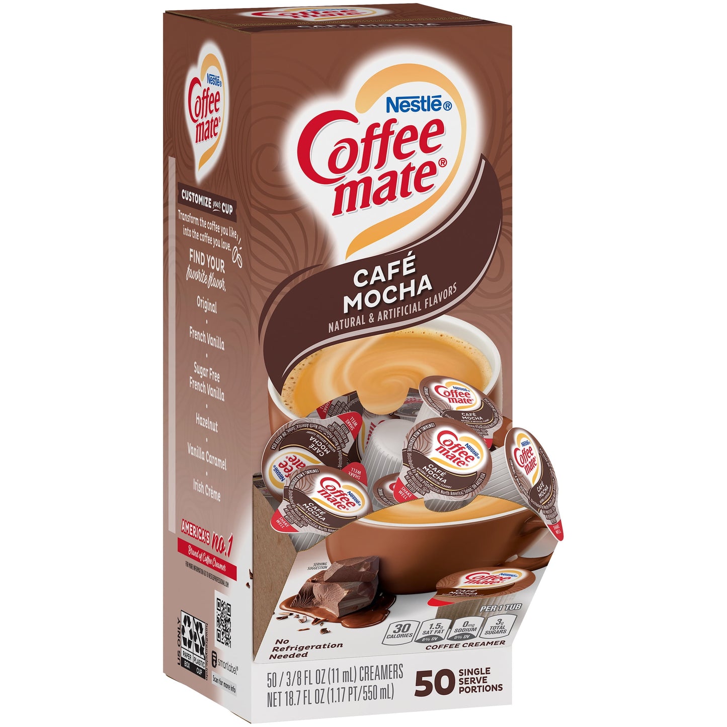 NESTLE Coffee Mate Coffee Creamer Café Mocha Flavor, Liquid Creamer Singles, 0.375 Fl. Oz., 200 Count