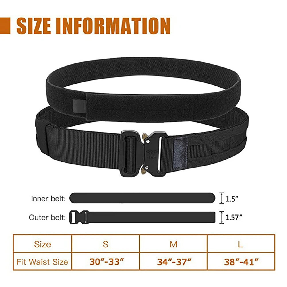 Tactical Belt Quick Release MOLLE 2 in 1 Belt Airsoft Mens Belts with Inner Belt Camo Paintball