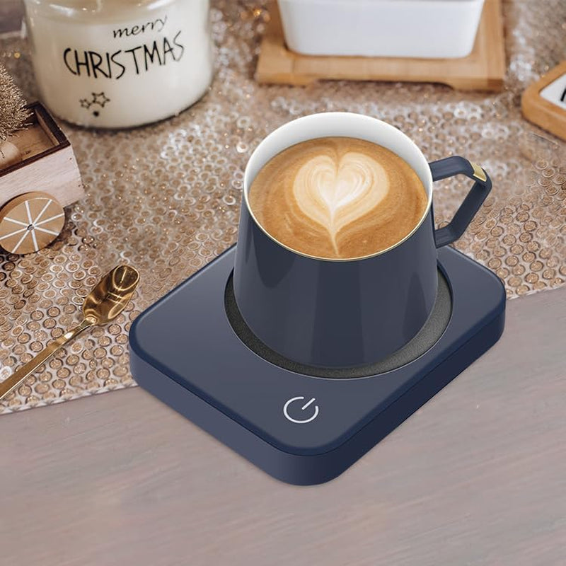 Mug Warmer for Desk - 3 Temp Settings & Auto Shut Off,Smart Coffee Mug Warmer,Warming and Heating Candle, Electric Beverage Cup Warmer Plate for Coffee, Tea, Cocoa(Dark Blue&No Cup)