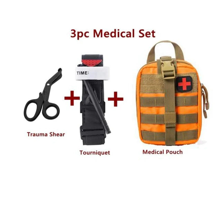 Medical Tourniquet + Rip Away IFAK Bag Combat Outdoors Emergency Medical First Aid Equipment One-Handed Tourniquet