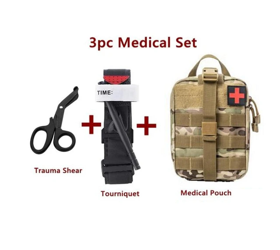 Medical Tourniquet + Rip Away IFAK Bag Combat Outdoors Emergency Medical First Aid Equipment One-Handed Tourniquet