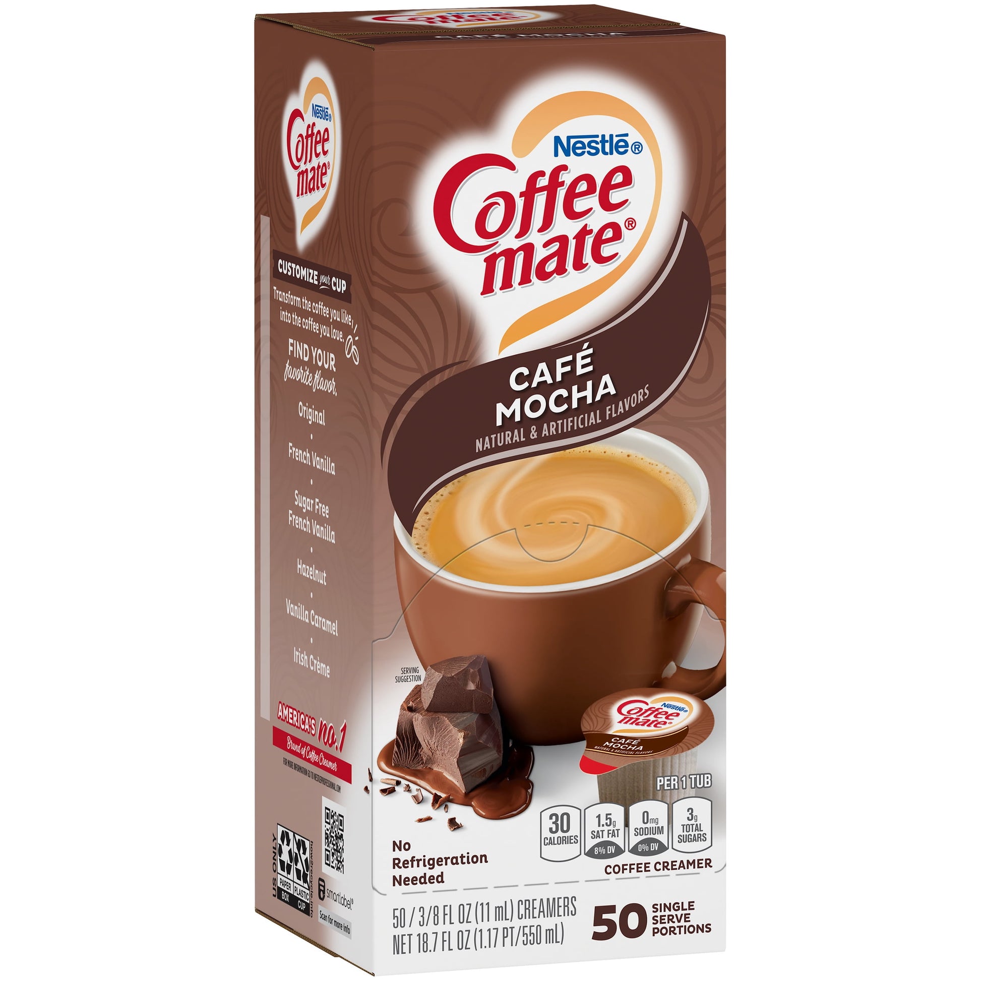 NESTLE Coffee Mate Coffee Creamer Café Mocha Flavor, Liquid Creamer Singles, 0.375 Fl. Oz., 200 Count