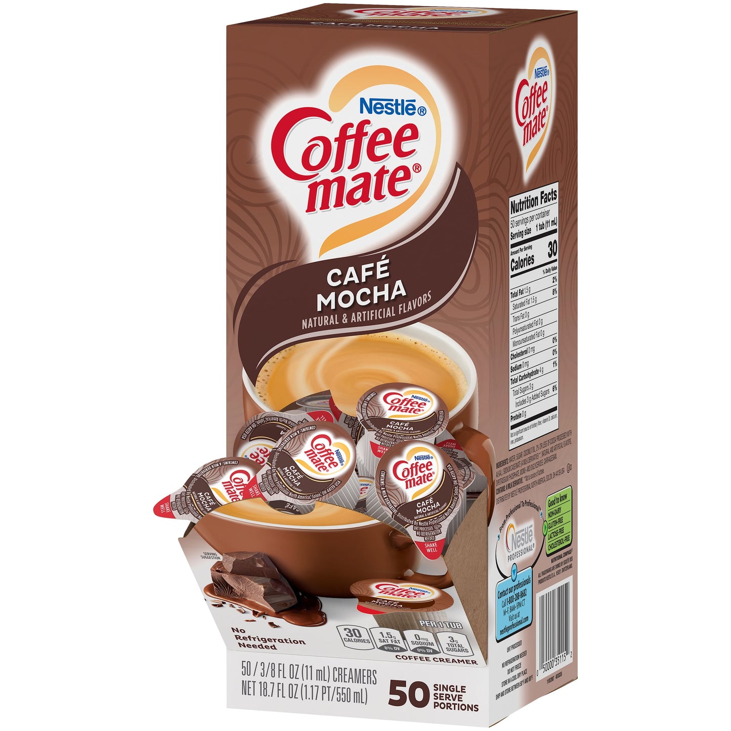 NESTLE Coffee Mate Coffee Creamer Café Mocha Flavor, Liquid Creamer Singles, 0.375 Fl. Oz., 200 Count