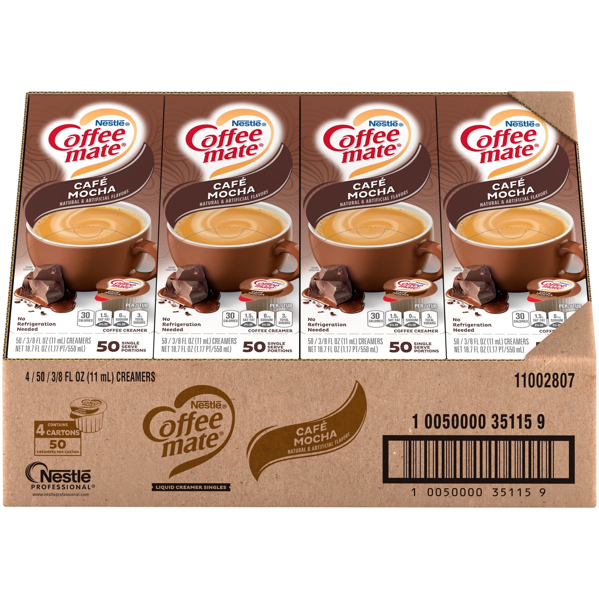 NESTLE Coffee Mate Coffee Creamer Café Mocha Flavor, Liquid Creamer Singles, 0.375 Fl. Oz., 200 Count