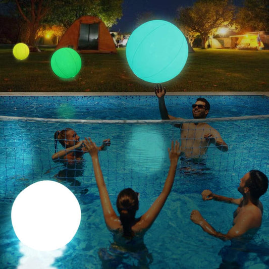 Light up Pool Floats LED Beach Ball Volleyball Pool Toys 16 Colors Glow Ball 16'' Inflatable Floating Ball with Remote , the Dark Indoor Outdoor Partydecorations Birthday Gift for Kids and Adult