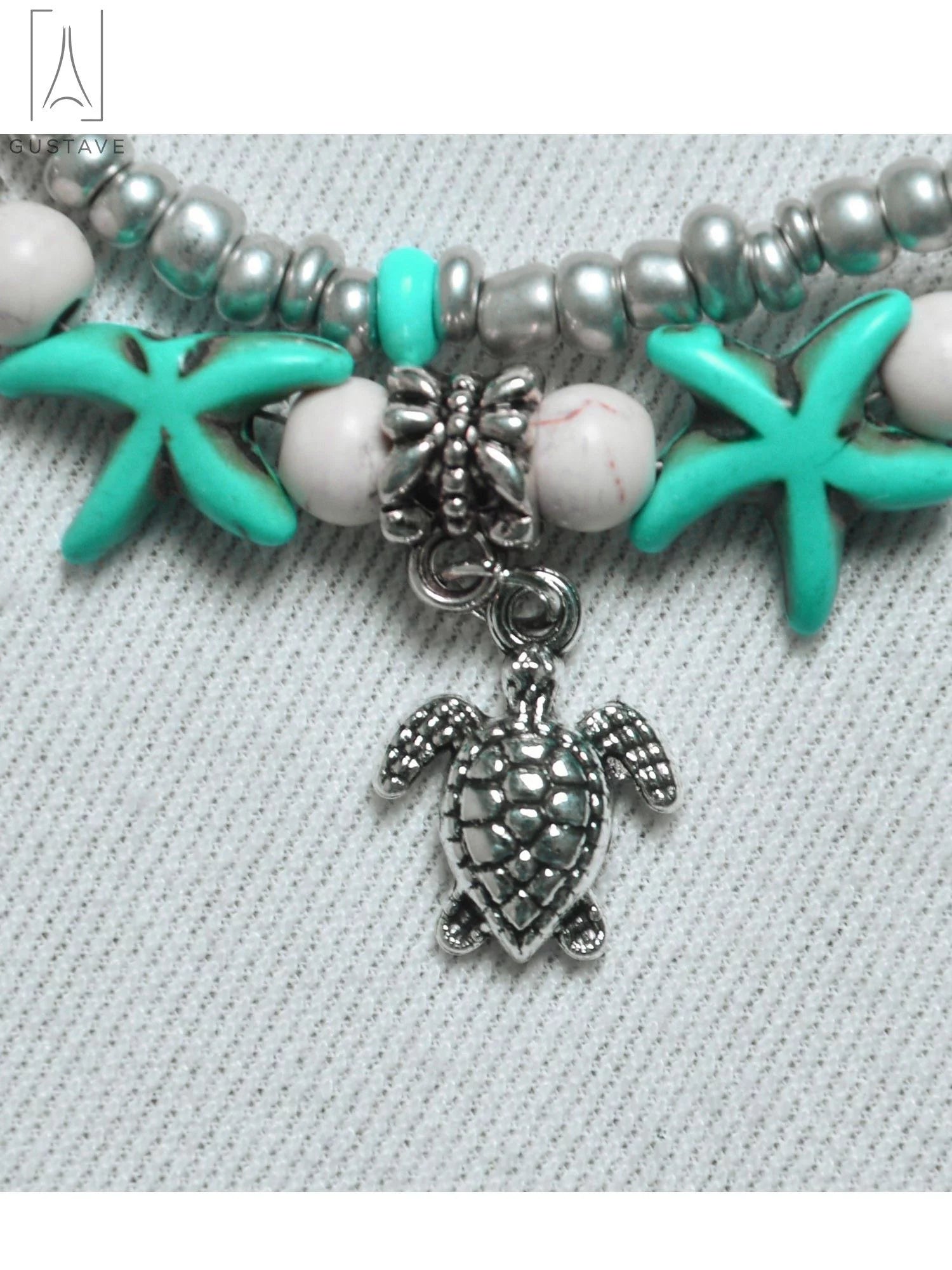Starfish & Sea Turtle Ankle Bracelet for Women, Boho Double Layer Anklet Fashion Barefoot Sandal Beach Foot Chain Jewelry Gifts