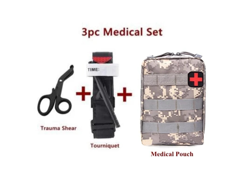 Medical Tourniquet + Rip Away IFAK Bag Combat Outdoors Emergency Medical First Aid Equipment One-Handed Tourniquet