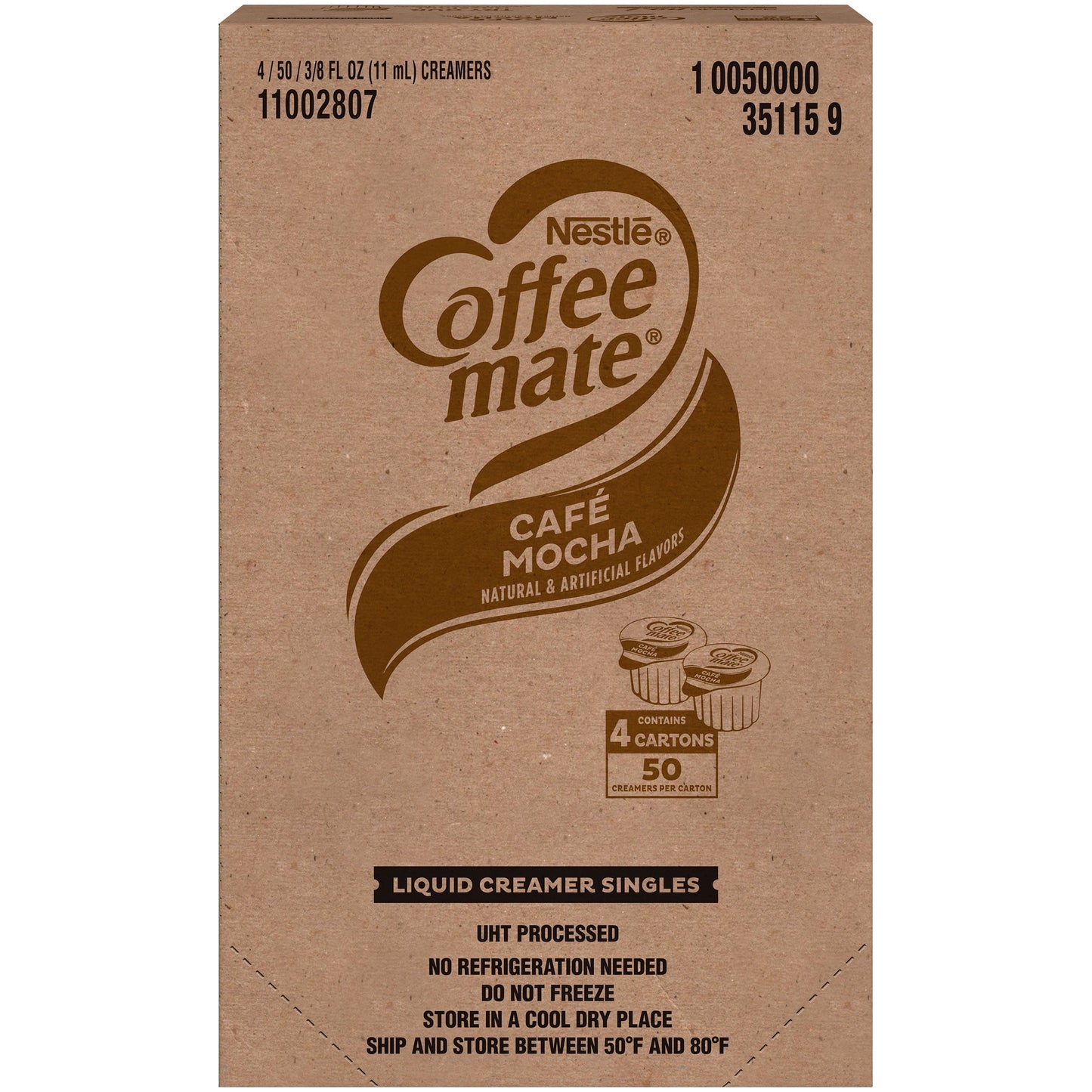 NESTLE Coffee Mate Coffee Creamer Café Mocha Flavor, Liquid Creamer Singles, 0.375 Fl. Oz., 200 Count