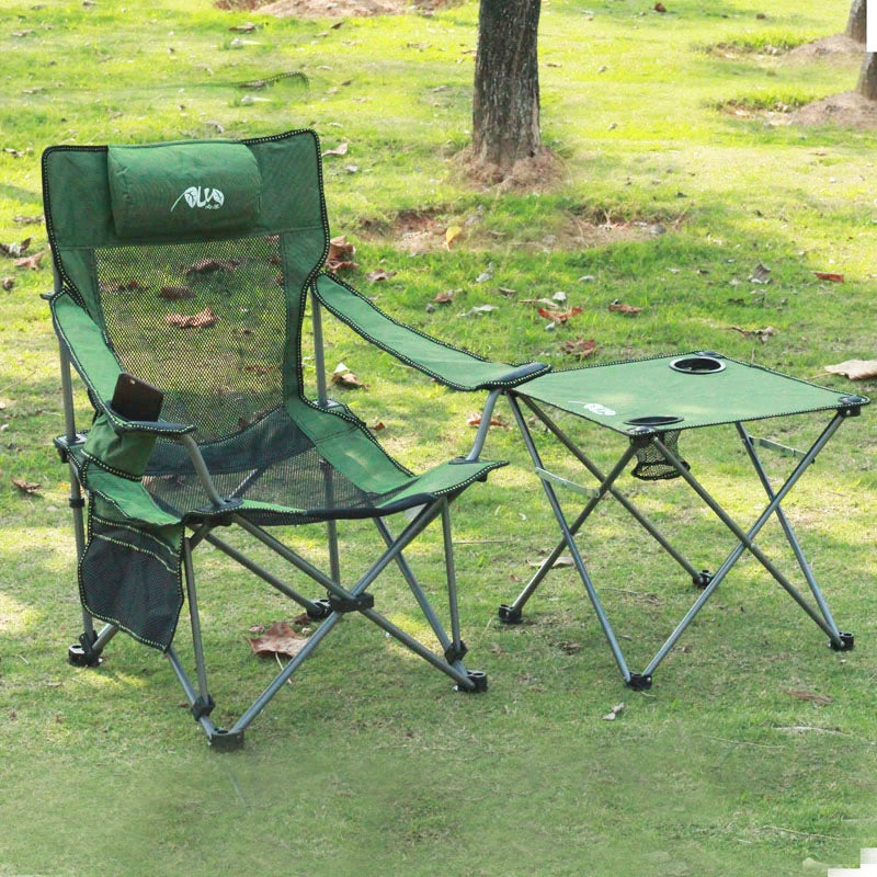 Recliner Portable Backrest Noon Break Bed Folding Stool Outdoor