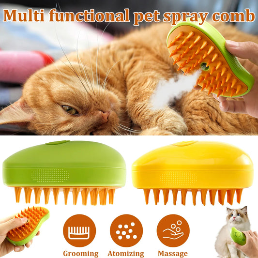 3 in 1 Electric Pet Brush Puppy Hair Care Supplies USB Rechargeable Massage Comb Steam Brush for Cats Removes Tangled Hair Dog