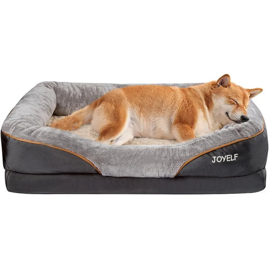 Large Memory Foam Dog Bed, Orthopedic Dog Bed & Sofa with Removable Washable Cover and Squeaker Toy as Gift