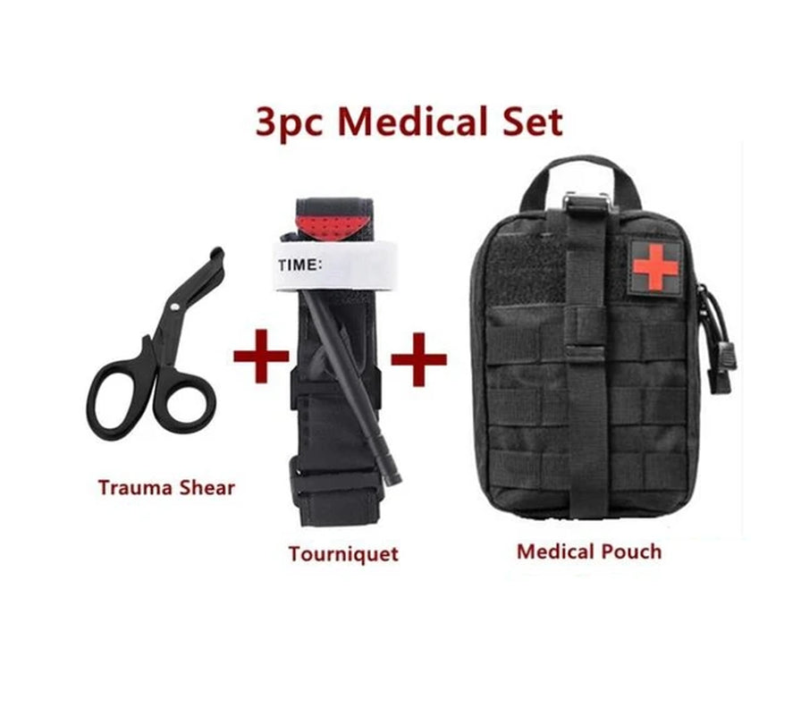 Medical Tourniquet + Rip Away IFAK Bag Combat Outdoors Emergency Medical First Aid Equipment One-Handed Tourniquet