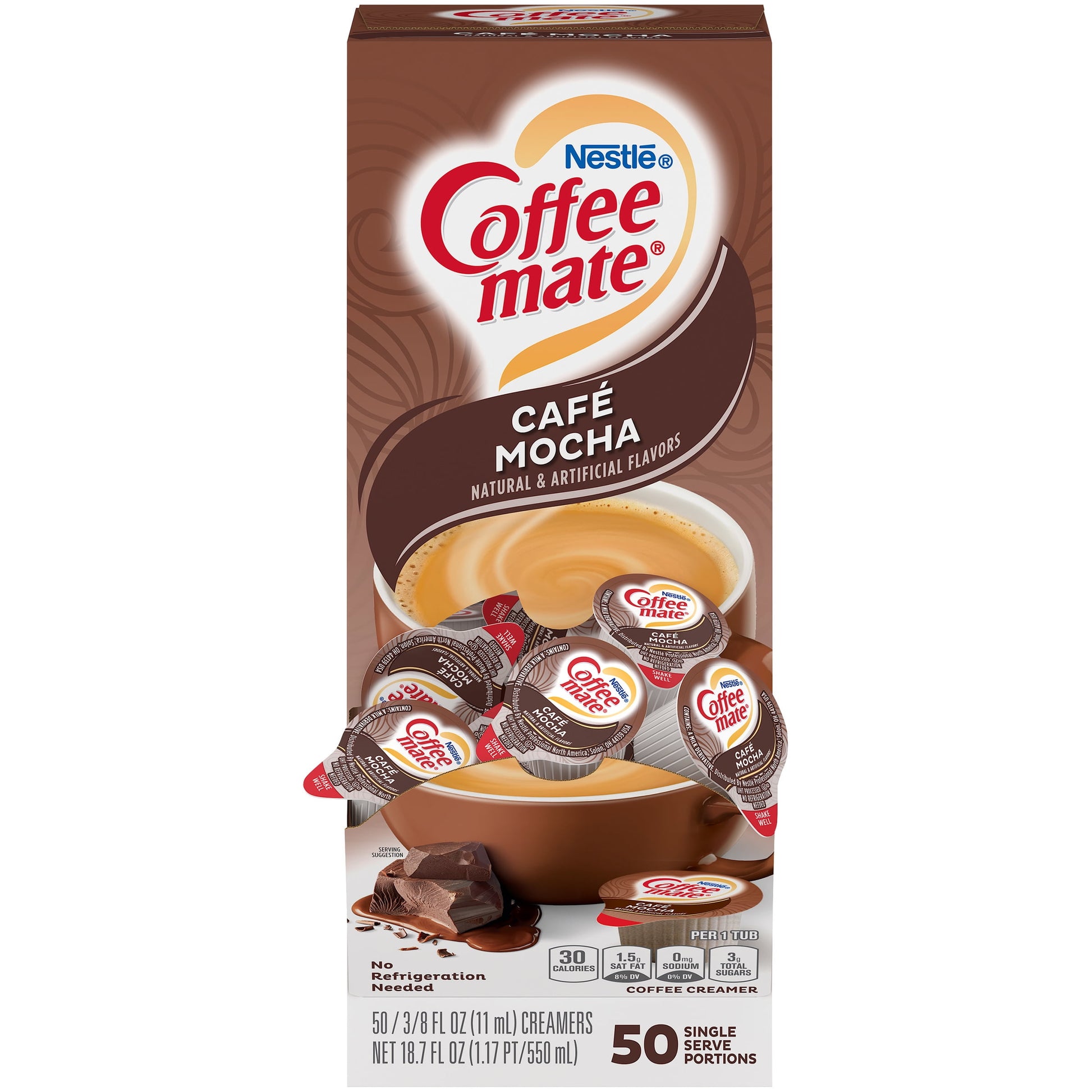 NESTLE Coffee Mate Coffee Creamer Café Mocha Flavor, Liquid Creamer Singles, 0.375 Fl. Oz., 200 Count