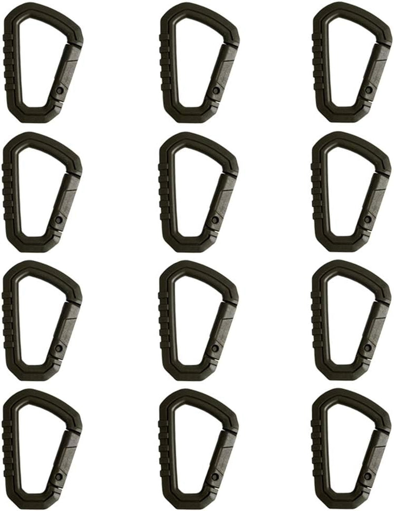 JCPLYNN 12Pcs Enforcement Polymer Light Weight Multipurpose Molle Tactical D-Ring Locking Hanging Hook Spring Lock Buckle Tactical Backpack