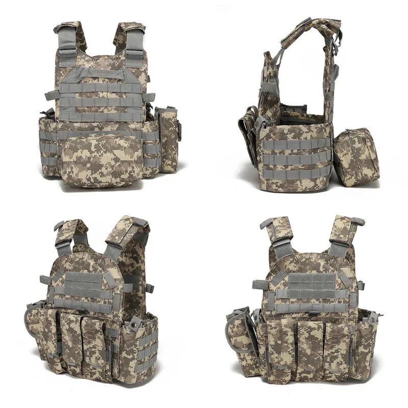 Nylon Tactical Vest Body Armor Hunting Carrier Airsoft Accessories Men Combat MOLLE Camo Vest Outdoor CS Hunting