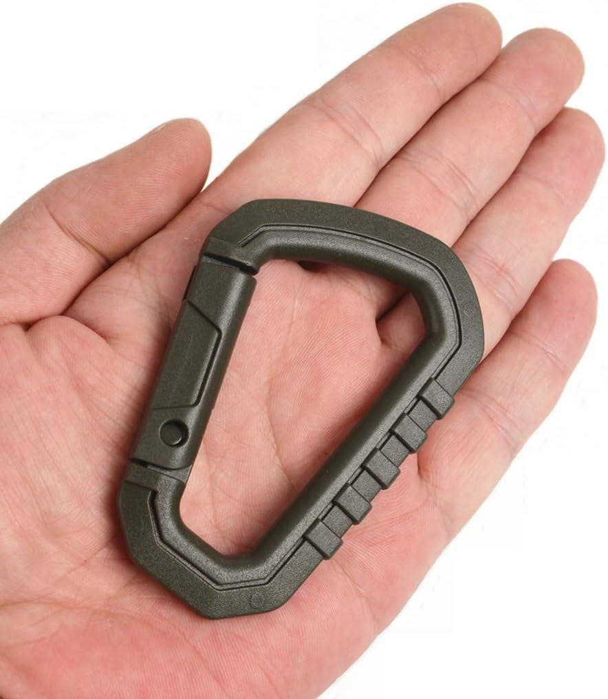 JCPLYNN 12Pcs Enforcement Polymer Light Weight Multipurpose Molle Tactical D-Ring Locking Hanging Hook Spring Lock Buckle Tactical Backpack