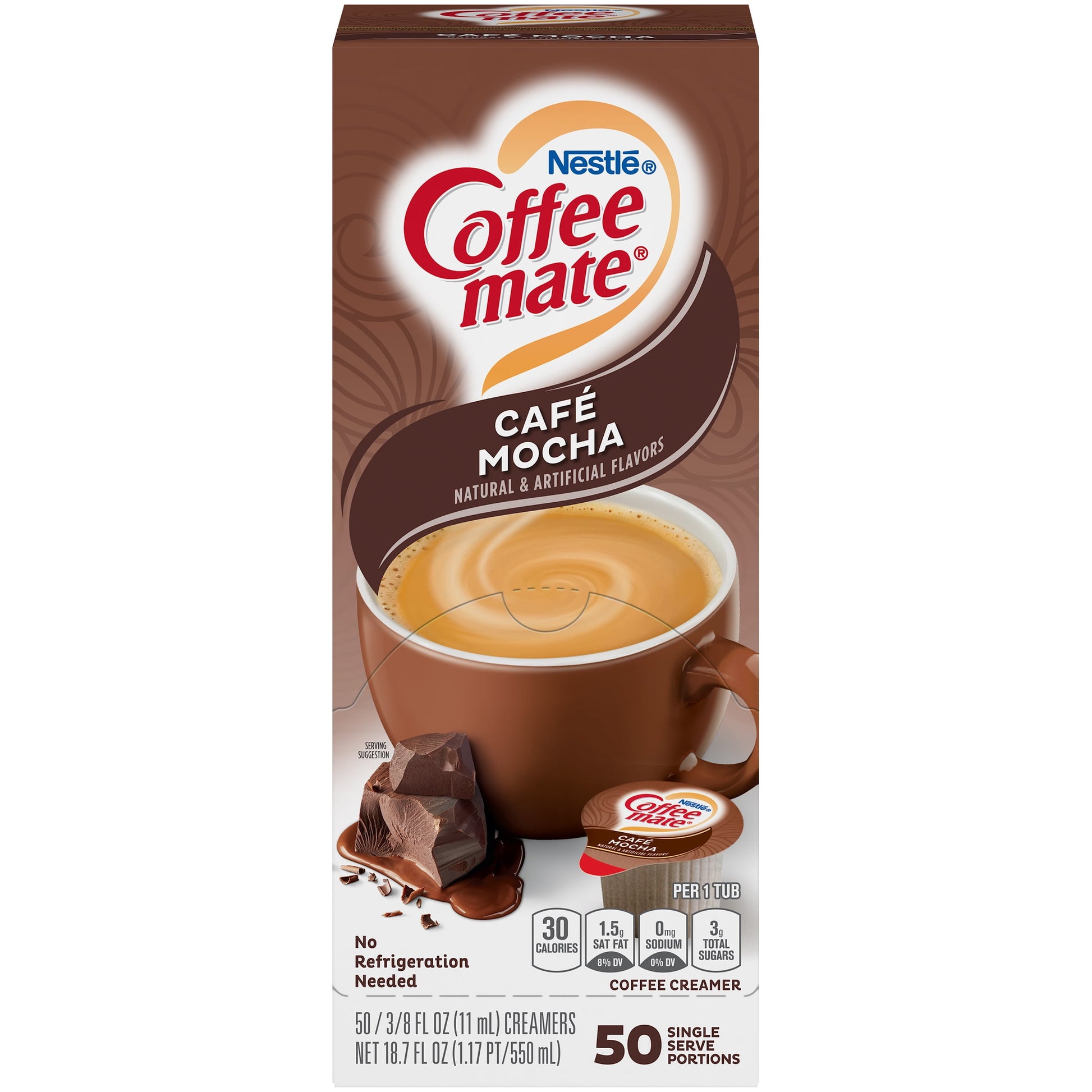 NESTLE Coffee Mate Coffee Creamer Café Mocha Flavor, Liquid Creamer Singles, 0.375 Fl. Oz., 200 Count