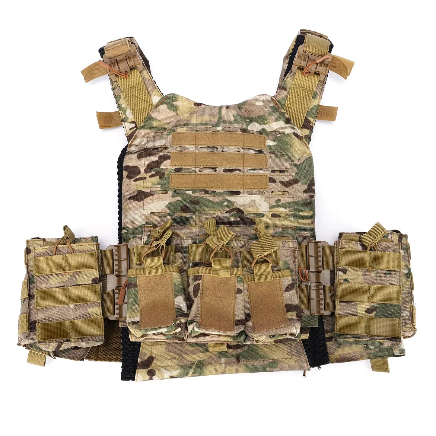 Midten Modular Tactical Vest Laser Cutting Quick Release Vest Adjustable Camo Molle Wrinkle Tear Resistant