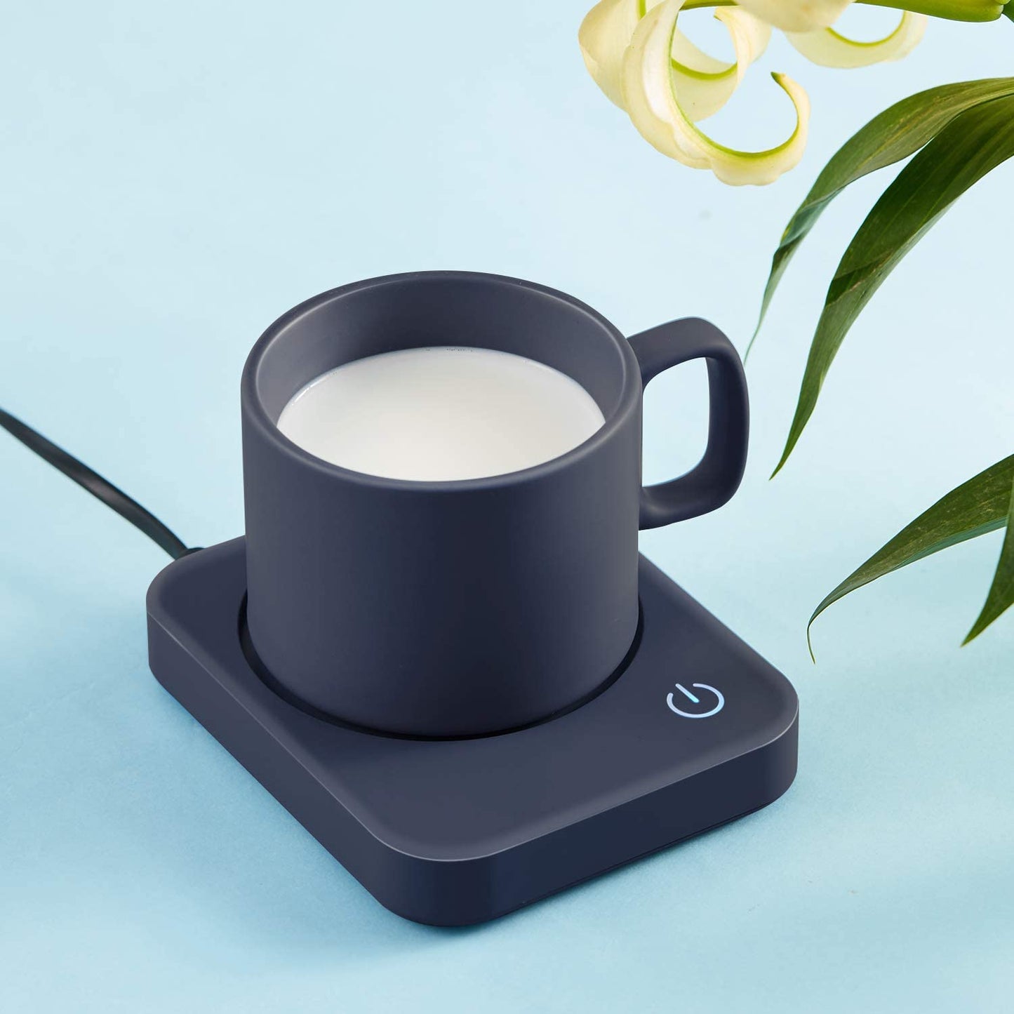 Mug Warmer for Desk - 3 Temp Settings & Auto Shut Off,Smart Coffee Mug Warmer,Warming and Heating Candle, Electric Beverage Cup Warmer Plate for Coffee, Tea, Cocoa(Dark Blue&No Cup)