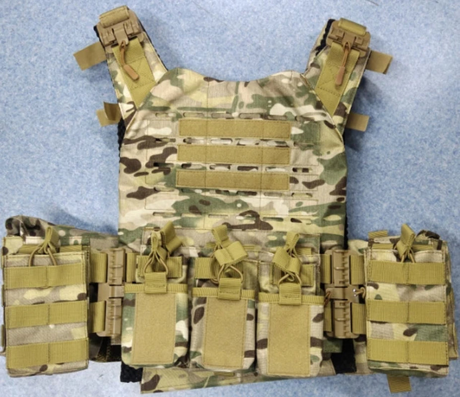 Midten Modular Tactical Vest Laser Cutting Quick Release Vest Adjustable Camo Molle Wrinkle Tear Resistant